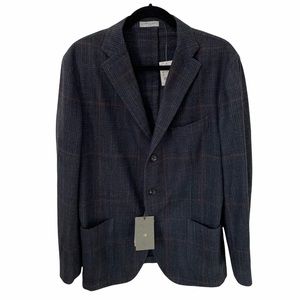 Boglioli K Jacket Blazer Check Print Navy IT 54 R